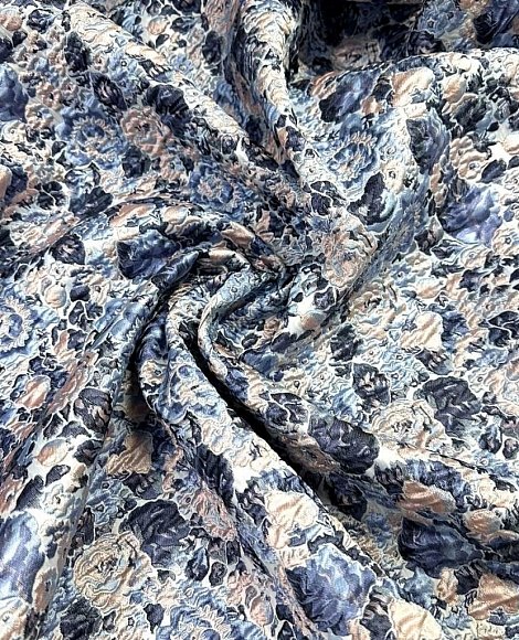 Жаккард голубой цветок